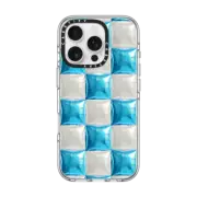 iPhone 16 Pro Clear Case MagSafe Compatible Balloon Checkers - Sky Blue