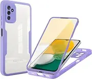 Nexue for Samsung Galaxy A32 4G Phone Case,Hybrid Soft Silicone and Hard PC Case with Screen Protector Slim 2 in 1 Shockproof Cover Clear Back Shell for Samsung Galaxy A32 4G,Purple