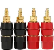 Chazcool 4 Pcs Banana Jack Test Probe, Female Banana Plug Connectors 4mm Panel Mount Banana Socket Banana Plug Jack Female Socket, Audio Speaker Terminal Binding Post Black and Red