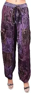 [WEVEZ] Women Handmade Patchwork Flower Style Boho Hippie Pants | 100% Cotton Yoga Trousers from Nepal