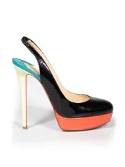 Black Patent Slingback Heels