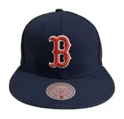 Boston Red Sox Hat Navy Blue Liberty Fit Snapback Mesh Mitchell & Ness OSFM