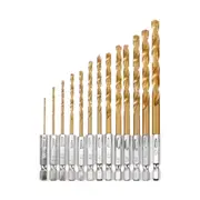 13 piece Titanium-plated Drill Bit Set