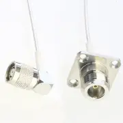 N jack 1" Flange to RP-TNC male 90° RG405 .086" Flexible Semi-Rigid Jumper 4~40"