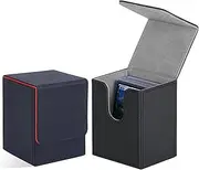 2PACK Card Deck Box for MTG Cards, POIUNA Card Storage Box Fits 160+ Single Sleeved Cards, PU Leather Strong Card Deck Case Holder Compatible with Magic Commander TCG CCG(2 Pack)