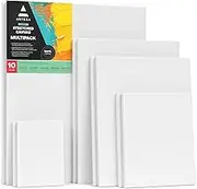 ARTEZA Stretched White Blank Canvas Multi Pack, 5X7, 8X10, 11X14, 12X16, 16X20 (2 of Each) Set of 10, Primed, Cotton, for Acrylic, Oil, Other Wet Or Dry Art Media, for Artists