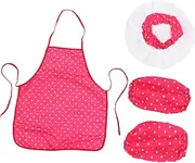 [HAWILLOSCH] 6Pcs Chef Costume for Red Heart Aprons with Protective Sleeves for Cooking Crafts and Outdoor Activities