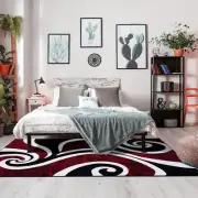 Home Decor Red Rugs Swirl Modern Abstract Area Rug Stylish Premium Rug