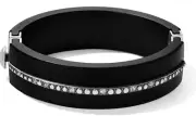 NWT Brighton FREE SPIRIT Black Crystal OVAL Hinged Bangle Bracelet MSRP $128