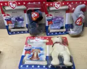 3 Vintage Ty Lefty The Donkey, Righty Elephant & Libearty Bear Beanie Babies NIP