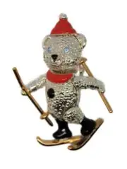 Napier Skiing Snowman Signed Vintage Moveable Arms Legs Head Turns New nib