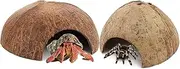 DQITJ 2 Pack Spider Coconut Shell Shelter, Hermit Crab Hideout, Lizard Hiding Cave, Turtle Rest Hut, Fish Tank Aquarium Decoration
