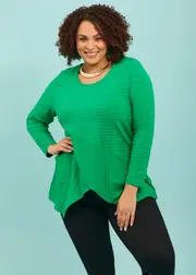 [TS] Taking Shape Natural Brianna Stripe Top Size 20 in Island Green, Cotton - Plus Size Women's Clothing Island Green