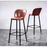 【南洋風休閒傢俱】吧台椅系列-美式皮革鐵藝吧台椅 復古工業風會所特色固定腳酒吧椅