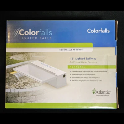 CF12W Lighted Waterfall Spillway, 12-inch, Crystal White Colorfalls