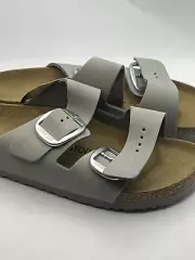 Birkenstock Arizona Dove Gray + Silver Big Buckle Nubuck Narrow Sz 40 Men 7 New