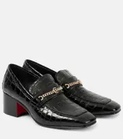 [Christian Louboutin] Christian Louboutin MJ Moc croc-effect leather loafers AU 6 black