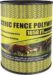 [NQN] Upgrade Electric Fence Polywire 1650FT,500 Meters, 6 Stainless Steel Strands for Reliable Conductivity, Portable Electric Fencing, UV Resistant, Rust Resistant, Highly Conductive, Easy to Install