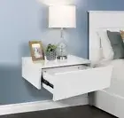 Modern Wall-Mounted Floating Bedside Table Nightstand Shelf w/ Drawer Furniture