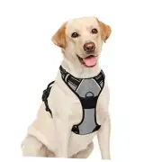 No Pull Dog Harness Step in Reflective Dog Harness with Front Large Flint Gray
