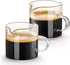 Espresso Cups Set of 2, 4 OZ Double Spouts Cups, Espresso Shot Glasses, Milk Cup