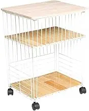 Home Kitchen Storage Trolley Trolleys Storage Rack Multifunction Cart Iron Art Multi-Layer Mobile Pulley Bedroom Living Room Bookshelf Sofa Side Bedside Table Tidlt(White)