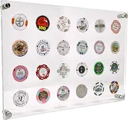 Casino Poker Chip Display Holder for 24 Chips or Coins | Wall Mounted Display Case Hardware Included