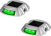 Extra Bright Solar Deck Lights Green Waterproof with 6 LED Driveway Safety Light for Pathway [2 Pack]