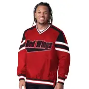 Men's Starter Red Detroit Red Wings Reliver I V-Neck Pullover Jacket