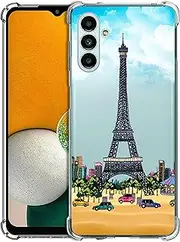 [Glisten] Samsung Galaxy A04s Case, Samsung A04s Clear Case - Eiffel Tower Paris Mountain City Design Printed Slim Fit Clear Transparent Soft TPU Shockproof Designer Back Case for Samsugn A04s.