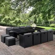 Hayman 13 Piece Wicker Outdoor Dining Table Set - Black