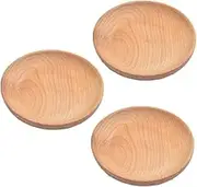 COLLBATH Natural Wood Sauce Dipping Plates Set of 3 Condiment Bowl for Home BBQ Party
