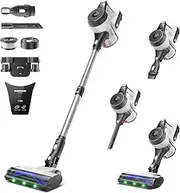 [YONNDER] 45KPA/550W/60Min Stick Vacuum Cleaner, Cordless Vacuum Cleaner Suitable for Cleaning a Wide Range of Floors (Silver)