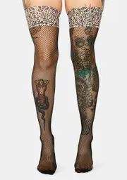 Princess Purr Fishnet Thigh High Socks