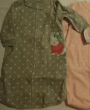 CARTERS Baby Girls 0-9 Month Fleece Pajama Zip Front Sleepbag NWT Pajama