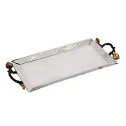 Israeli Stainless Steel Tray Pomegranate Handles Hammer Work Holy Land Gifts