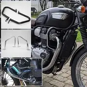 Motorcycle Highway Stunt Cage Crash Bar Engine Bumper Falling Protector Compatible with T.riumph Bonneville Bobber T100 T120 T 100 120 Street Twin/Cup Thruxton 1200 R 2016-2022 (Black)