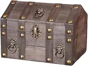 Generic Pirate Treasure Chest Decorative Storage Box Solid Wood Jewelry Box Decorative Trunk, Gray