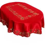 Holiday Holly Tree Tablecloth 52 × 70Inches Oval Tablecloth