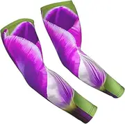[FSCEV] Purple Tulip Sun Protection Arm Sleeves Outdoor Essentials Cooling Compression Golf Hiking Cycling