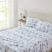 Laura Ashley China Rose Flannelette Sheet Sheet Set Midnight Blue