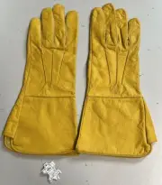 New Leather Long Arm Cuff Medieval Gauntlet Dress Gloves For Men Yellow
