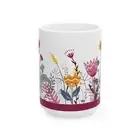 Coffee Mug with Vintage Flower Design. 11oz, 15oz