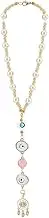 DELORIGIN Evil Eye Car Hanging Ornament Heart Evil Eye Rear View Mirror Car Charm Lanyards Beaded Decor Hanging Accessories Sun Catcher Pendent Decoration for Window Home Door Frame Balcony