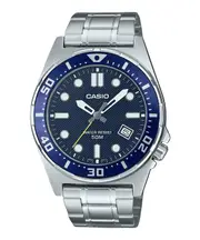 Casio Analog Stainless Steel Blue Dial Date Quartz MTD-135D-2AV 50M Mens Watch