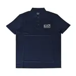 EMPORIO ARMANI 白字EA7LOGO純棉男士短袖POLO衫(S/M/L/XL/深藍)