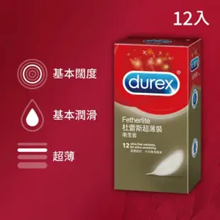 【Durex杜蕾斯】超薄裝衛生套12入(保險套/保險套推薦/衛生套/安全套/避孕套/避孕)