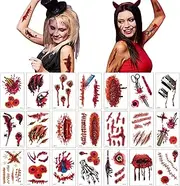 5 Temporary Scars | 24 Pieces Temporary Tatoo Sticker Bloody Makeup Accessories - Halloween Prop Supplies Bloody Makeup