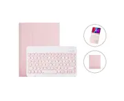 iPad Bluetooth Keyboard Case with 7 Colors Backlit Retro Round Keys for iPad 9.7/10.2/10.5 - Pink