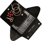 addi Click Basic Gold Edition - Interchangeable Needle Set - Included addi Gold Scissors, addi Gold Cords and addi Love Stitch Marker